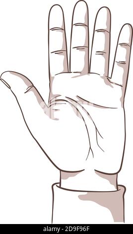 Illustration isolated on white background of a hand making the stop sign. Stock Vector