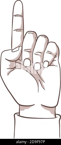 Illustration isolated on white background of a man's hand counting on the fingers of the hand. Stock Vector