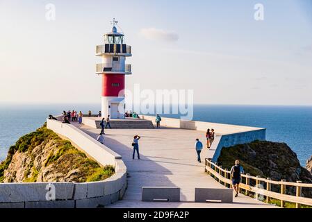 Cape Ortegal Lighthouse. Cape Ortegal is a cape located on the Spanish Atlantic coast, within the municipality of Cariño, in the province of La Coruña Stock Photo