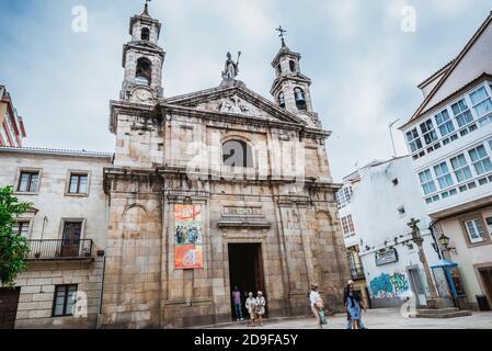 Facade of the church of San Nicolas, temple of medieval origin. A Coruna, Galicia, Spain, Europe Stock Photo