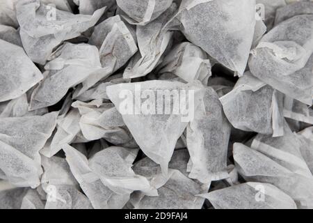 Pyramid teabag background in close detail and texture Stock Photo