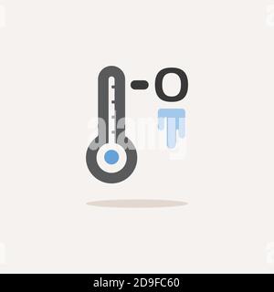 Frozen thermometer. Color icon with shadow. Weather glyph vector illustration Stock Vector