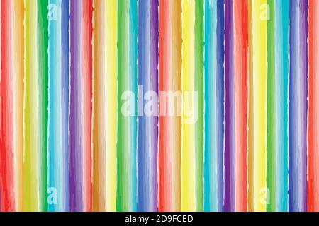 Vertical rainbow watercolor stripes abstract vector pattern. Stock Vector