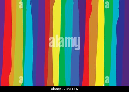 Vertical bright rainbow watercolor stripes abstract vector pattern. Stock Vector