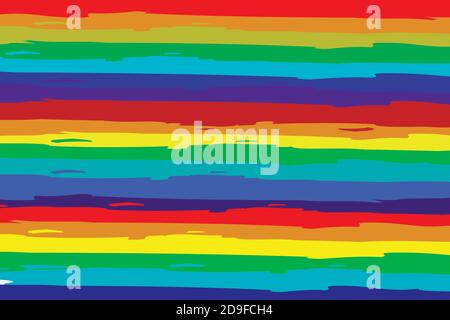 Horizontal rainbow watercolor stripes abstract vector pattern. Stock Vector
