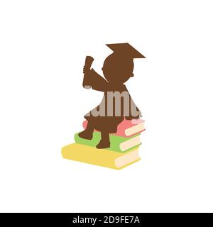 kids graduation book logo designs template Stock Vector