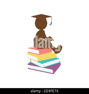 kids graduation book logo designs template Stock Vector