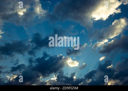 Sunlight beams and cloudy sky Stock Photo