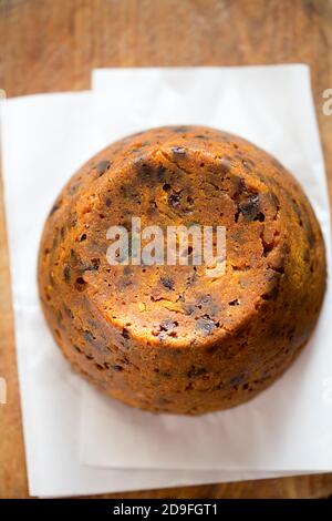 Christmas pudding. Irish boiled festive cake Stock Photo