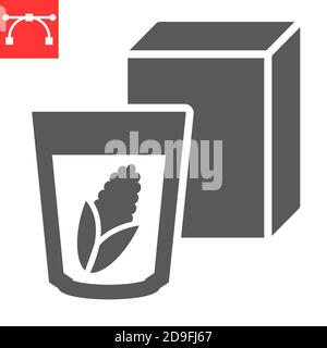 Breakfast cereal glyph icon, corn and cereals, cereal box sign vector graphics, editable stroke solid icon, eps 10. Stock Vector