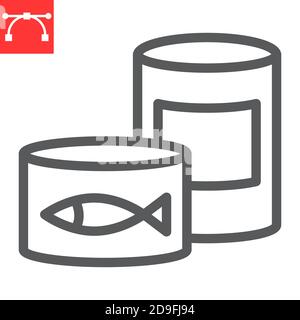 Tuna can icon line symbol. Premium quality isolated fish element