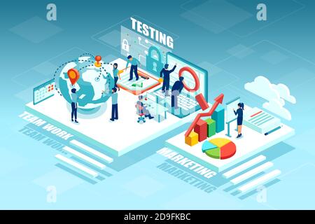 Vector of business people working as a team on a strategy for business growth Stock Vector