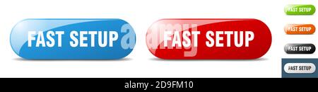 fast setup button. sign. key. push button set Stock Vector
