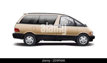 Classic Japanese MPV car side view isolated on white background Stock Photo