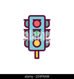 Traffic lights color line icon. Isolated vector element. Stock Vector