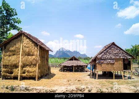 old wooden house in village Stock Photo