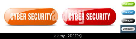cyber security button. sign. key. push button set Stock Vector