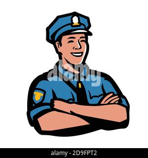 Police officer symbol. Policeman, security guard emblem vector illustration Stock Vector