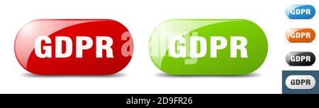 gdpr button. sign. key. push button set Stock Vector