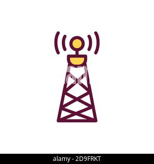 Satellite tower sign color line icon. Isolated vector element. Stock Vector