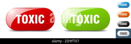 toxic button. sign. key. push button set Stock Vector