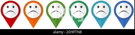 Cry vector pointers, set of colorful flat design icons isolated on white background Stock Vector