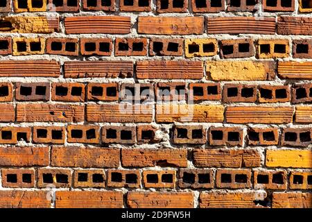 red brick, wall, background, background, construction, building, layered, Warsw, Poland, Soho Factory Stock Photo