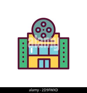 Cinema hall color line icon. Isolated vector element. Stock Vector