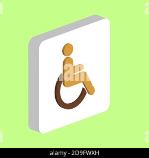 Disabled Simple vector icon. Illustration symbol design template for web mobile UI element. Perfect color isometric pictogram on 3d white square. Disa Stock Vector