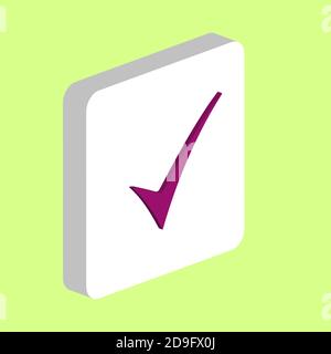confirm Simple vector icon. Illustration symbol design template for web mobile UI element. Perfect color isometric pictogram on 3d white square. confi Stock Vector