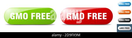 gmo free button. sign. key. push button set Stock Vector