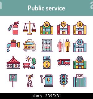 Funeral services color line icons set. Isolated vector element. Stock Vector