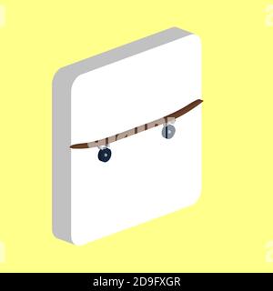 Skateboard Simple vector icon. Illustration symbol design template for web mobile UI element. Perfect color isometric pictogram on 3d white square. Sk Stock Vector
