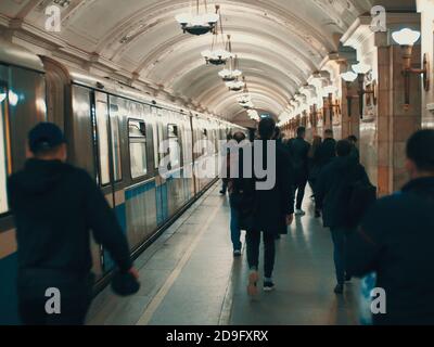 Citizens hurry to work. People in rush hour hurry about their business. People take the subway home Stock Photo