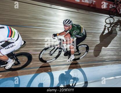Mark Cavendish. Riders were taking part in the Six Day track championship at Lee Valley Velodrome, London Stock Photo