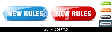 new rules button. sign. key. push button set Stock Vector