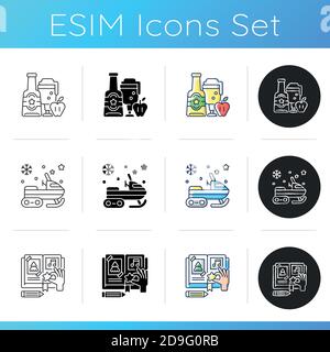 Festive activities icons set Stock Vector