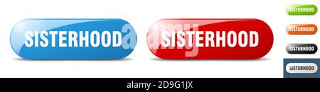 sisterhood button. sign. key. push button set Stock Vector