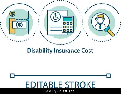 Disability insurance cost concept icon Stock Vector