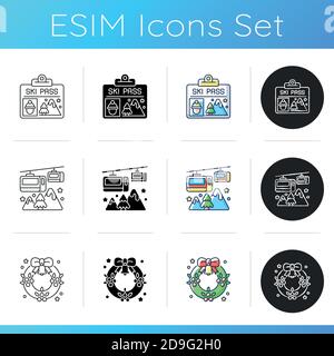 Winter fun icons set Stock Vector