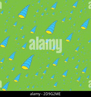 Seashell seamless pattern on the green background Stock Vector
