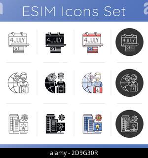 What makes America famous icons set Stock Vector