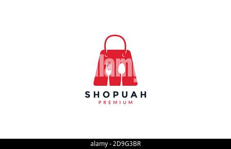 shopping bag with fork spoon food restaurant market logo icon vector design Stock Vector