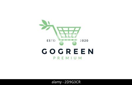 trolley line with  leaf   logo icon vector design Stock Vector