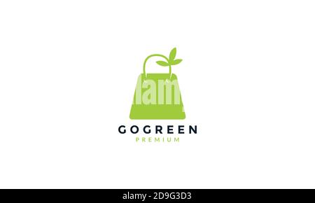shopping bag with leaf go green nature logo icon vector design Stock Vector