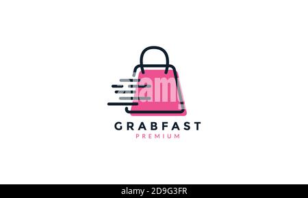 shopping bag with fast market buy sell logo icon vector design monogram Stock Vector