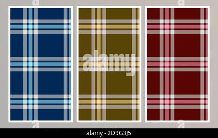 Checkered patterns set. Tartan color. Vector illustration Stock Vector