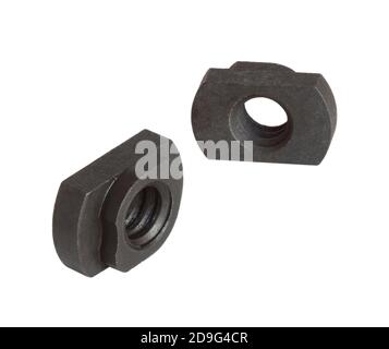 Nuts to anchor a rail to an assault rifle isolated on white Stock Photo