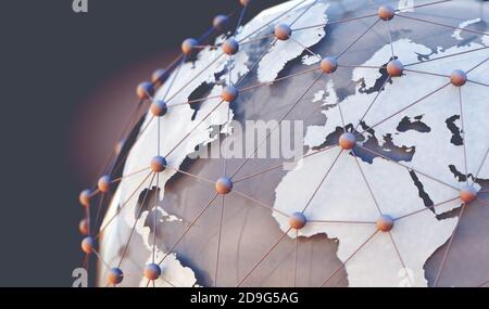 Commercial agreements and internet.Telecommunications and communication networks.World map and internet commerce.3d illustration Stock Photo