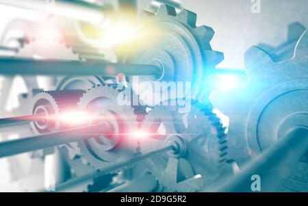 concept of technology in mechanical engineering and the motor industry. Strength and progress Stock Photo